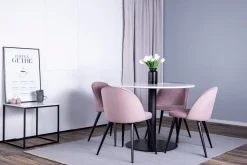 Admira spisebord med 4 Valeri Spisestoler - Rosa Cordfløyel