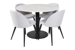 Admira Spisegruppe 106 cm Rundt Marmor inkl. 4 Sedavi Stoler
