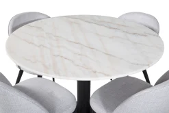 Admira Spisegruppe 106 cm Rundt Marmor inkl. 4 Sedavi Stoler