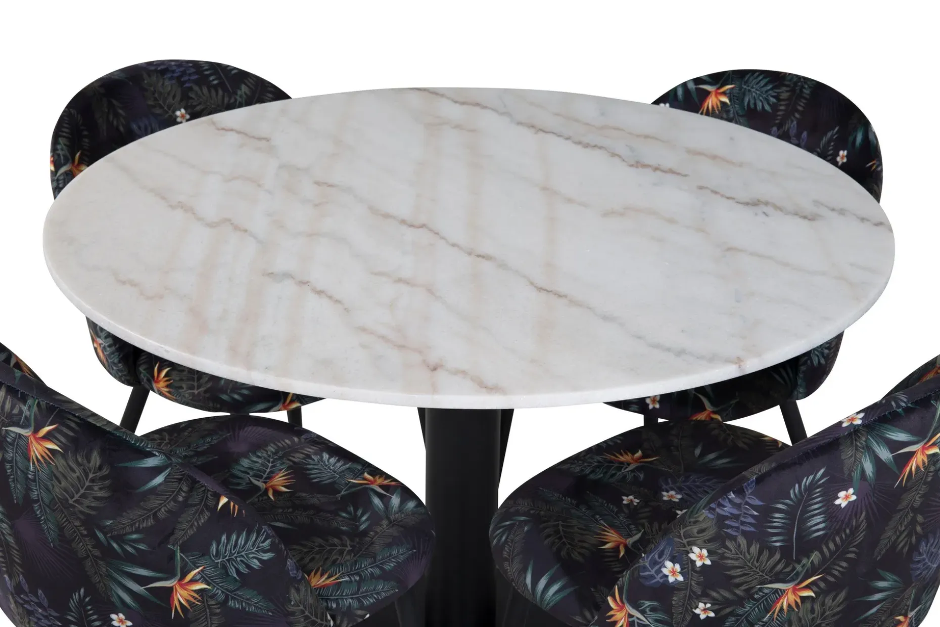 Admira Spisegruppe 106 cm Rundt Marmor inkl. 4 Sedavi Stoler