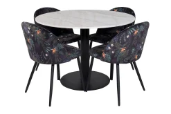 Admira Spisegruppe 106 cm Rundt Marmor inkl. 4 Sedavi Stoler