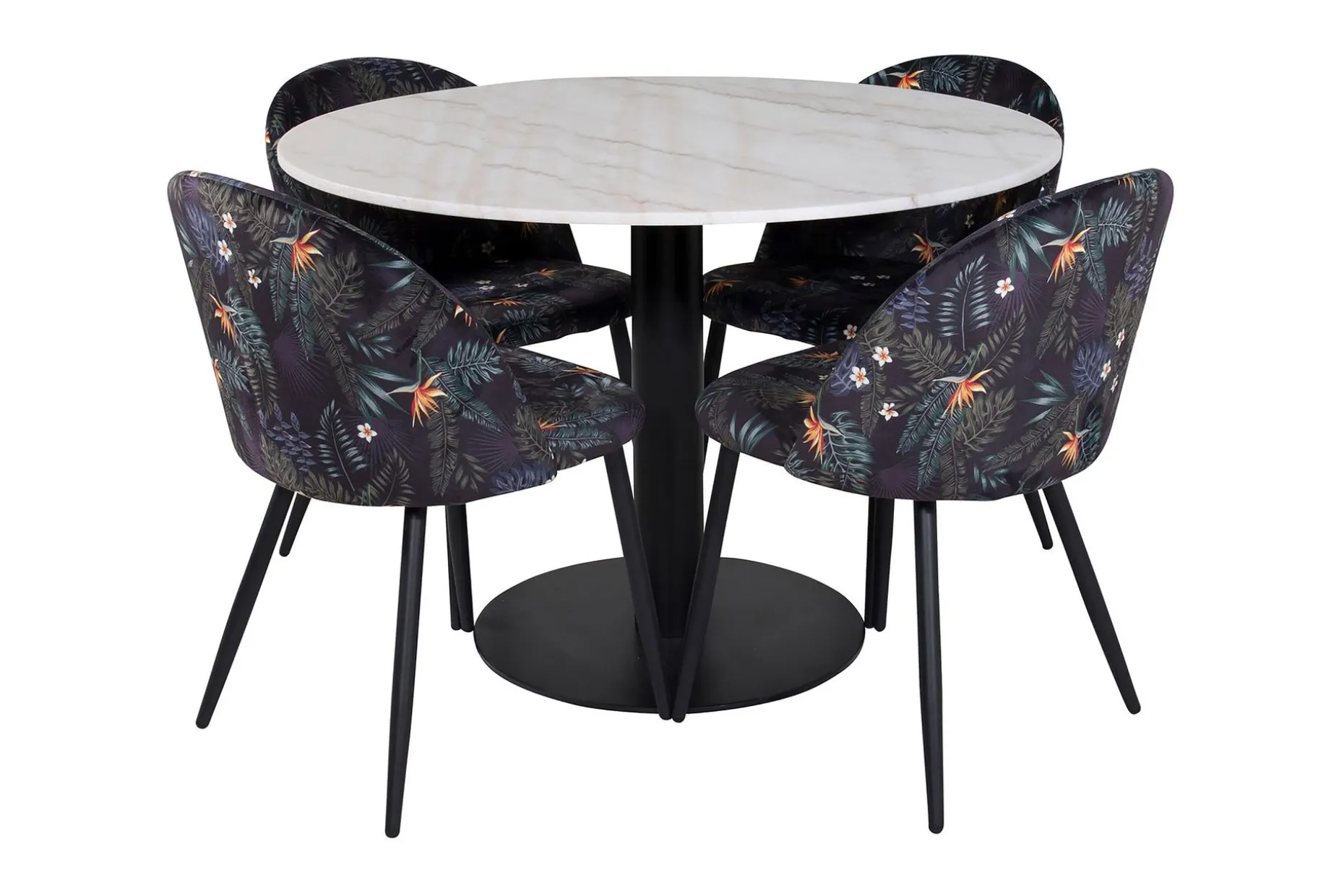 Admira Spisegruppe 106 cm Rundt Marmor inkl. 4 Sedavi Stoler