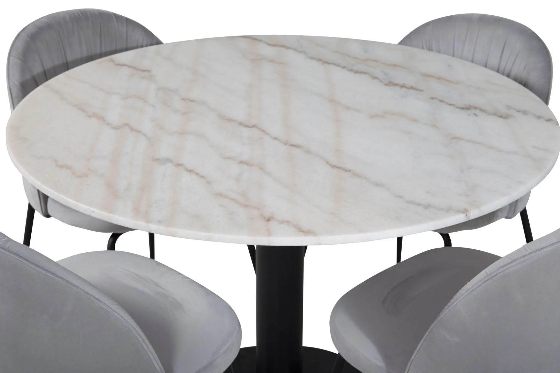 Admira Spisegruppe 106 cm Rundt Marmor inkl. 4 Foyos Stoler