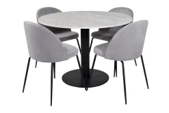 Admira Spisegruppe 106 cm Rundt Marmor inkl. 4 Foyos Stoler