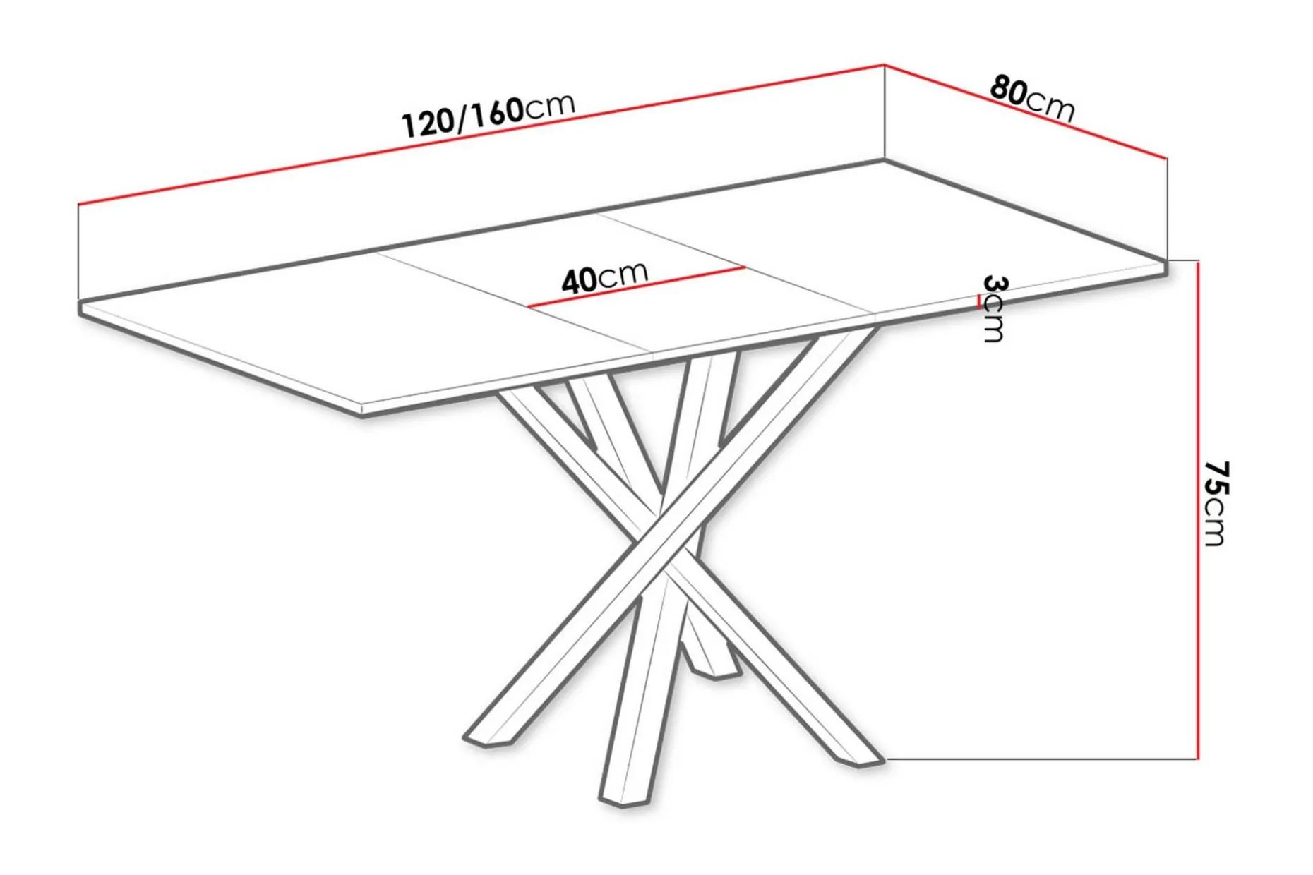 Aldbrough Forlengningsbart Spisebord 160 cm