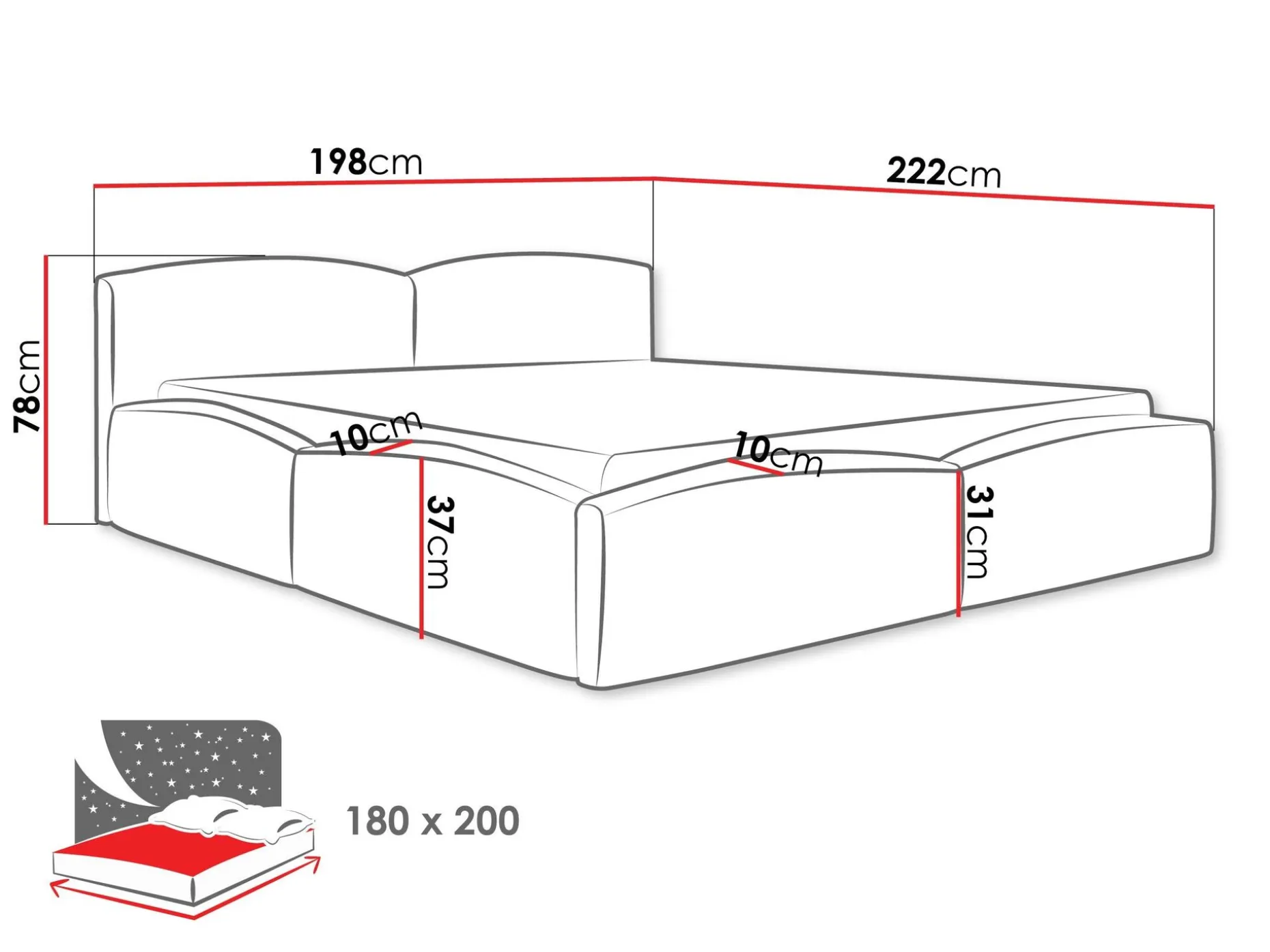 Aldrosen sengeramme med oppbevaring 180x200 cm
