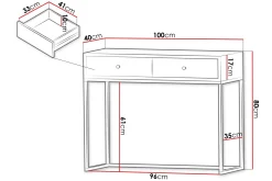 Altenau Sminkebord 100x40 cm
