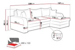 Alvared Sofa med Sjeselong 3-seter
