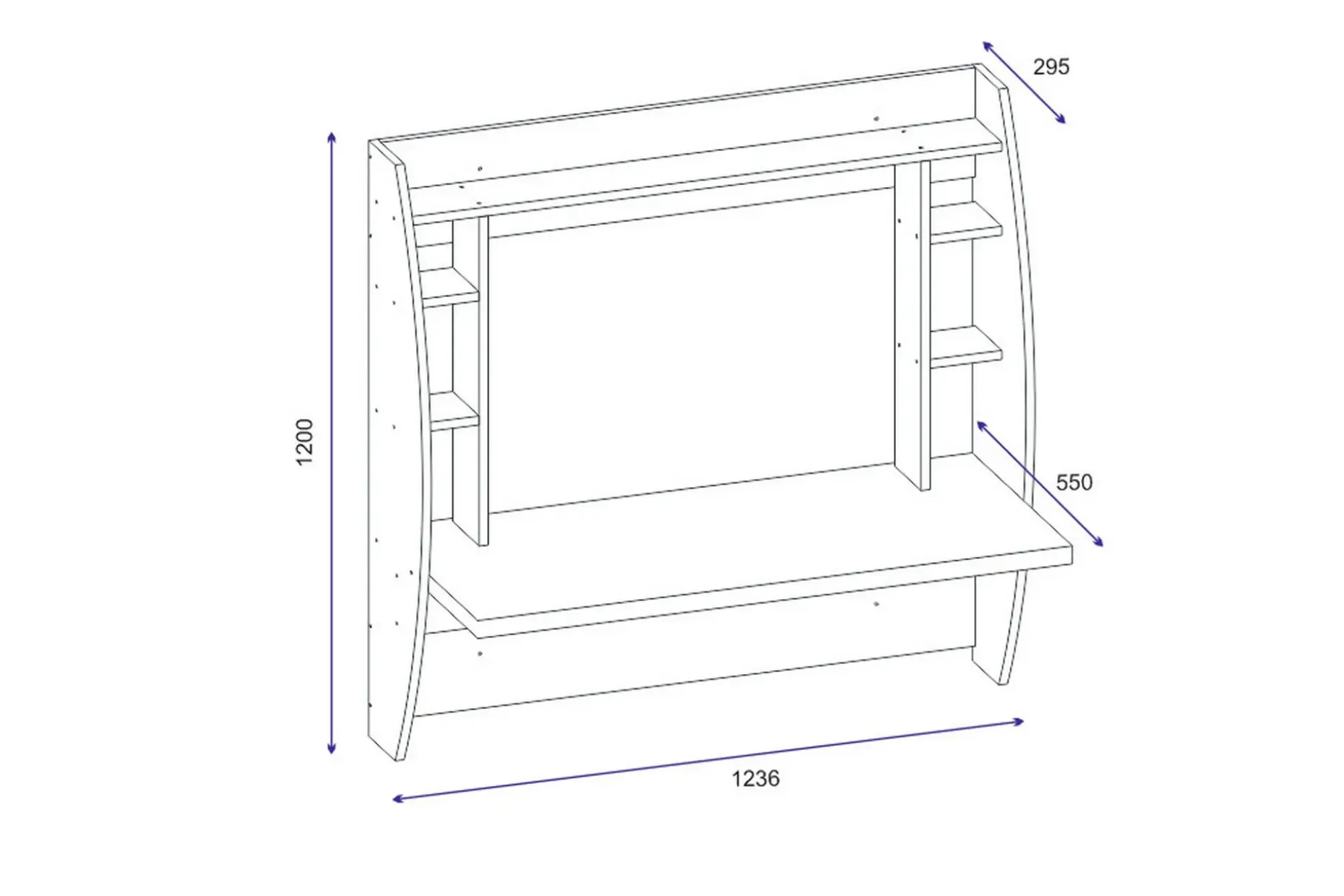 Ambalaj Veggskrivebord 120 cm med Oppbevaringshyller