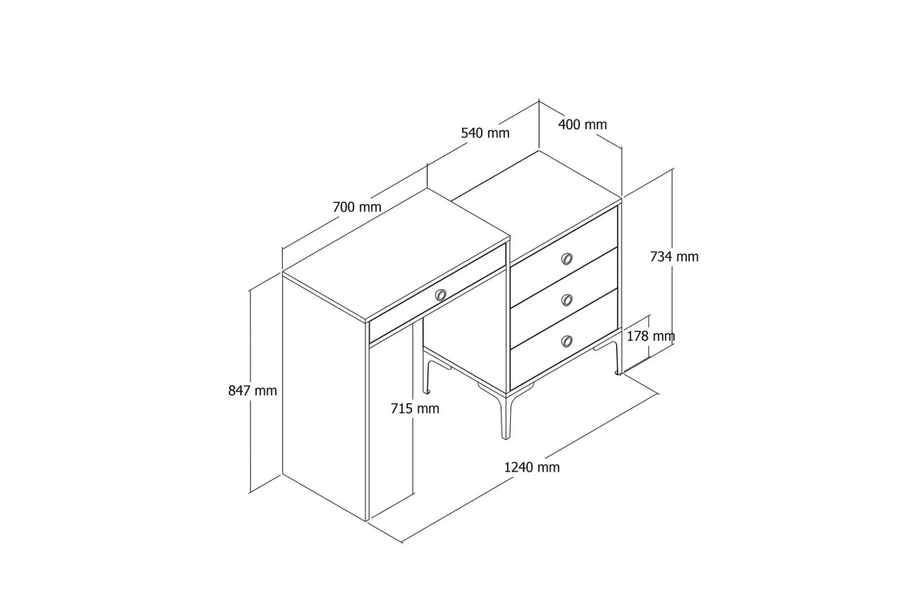 Ameias Sminkebord 124x84,7 cm Brun/Hvit