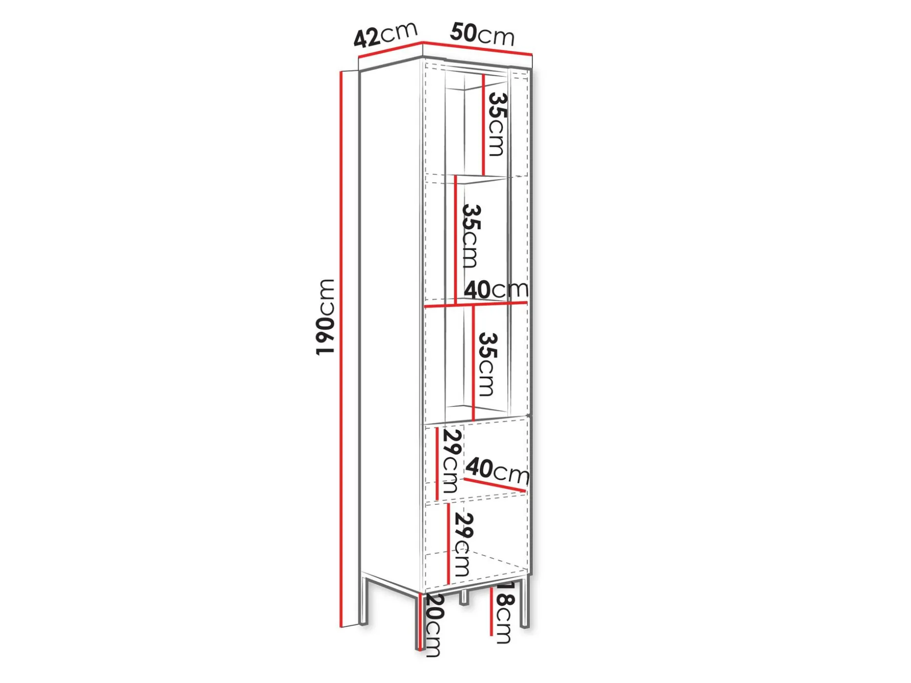 Amelus Vitrineskap 50x190 cm
