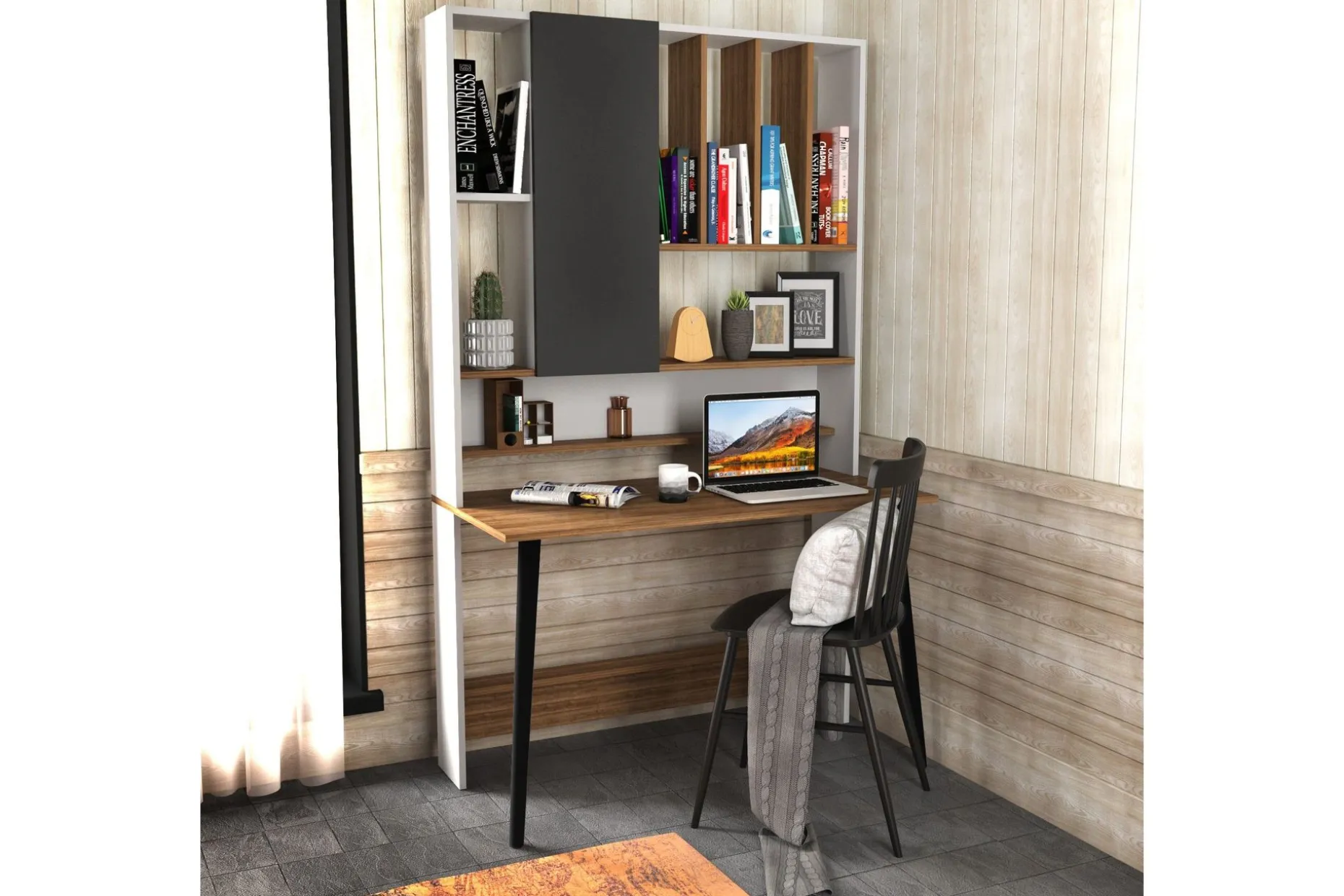 Andifli Skrivebord 60x196,6x120 cm med oppbevaring