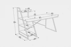 Andifli Skrivebord 60x120x120 cm med oppbevaring