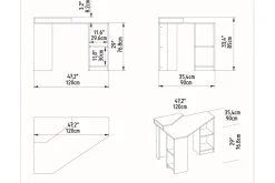 Andifli Skrivebord 90x76,8x120 cm med oppbevaring