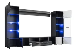 Apryl Modern TV mediamøbel med vitrineskap og LED-belysning