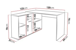 Armacao Hjørneskrivebord 120 cm med Oppbevaring