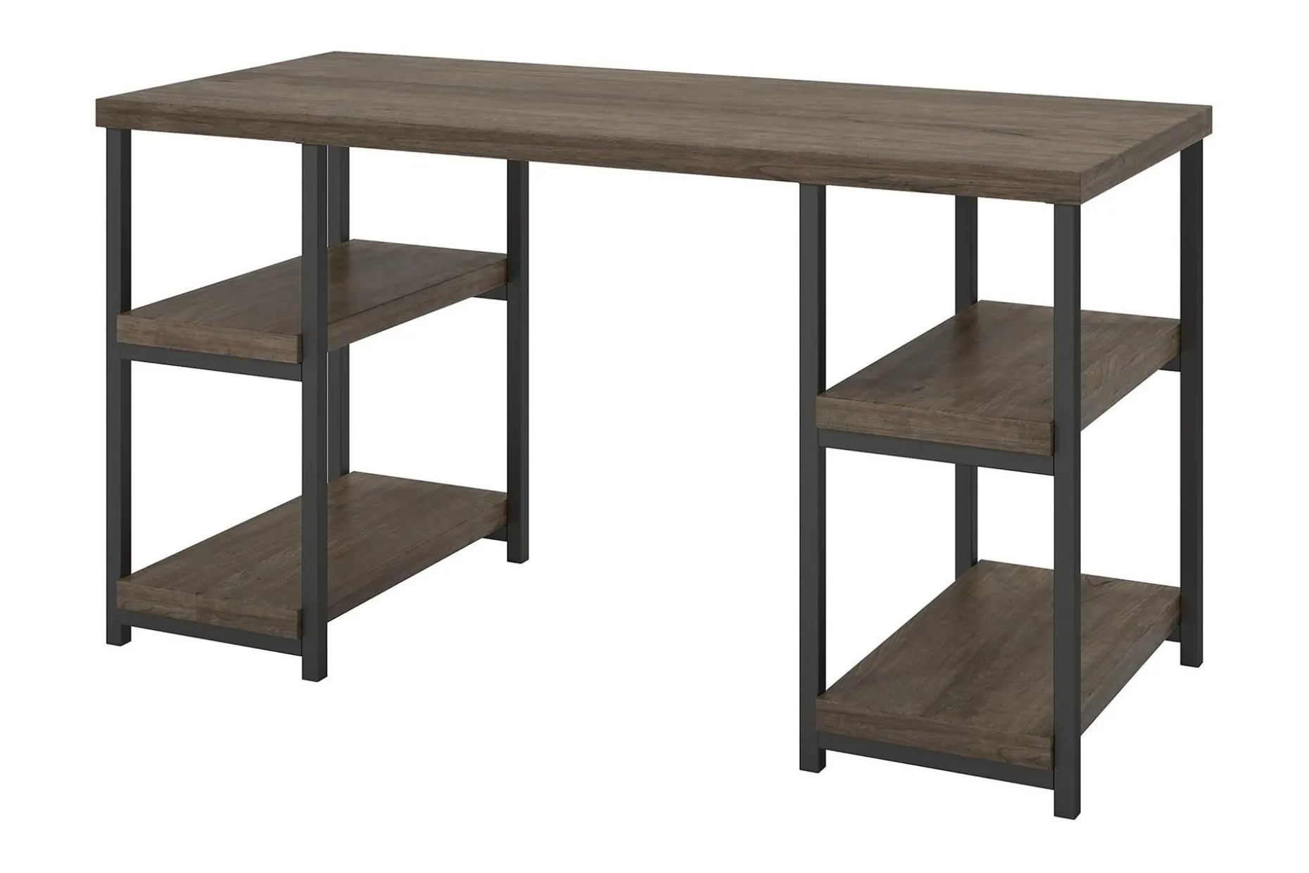 Ashlar Skrivebord 137 cm med Oppbevaring 4 Hyller Brun/Svart