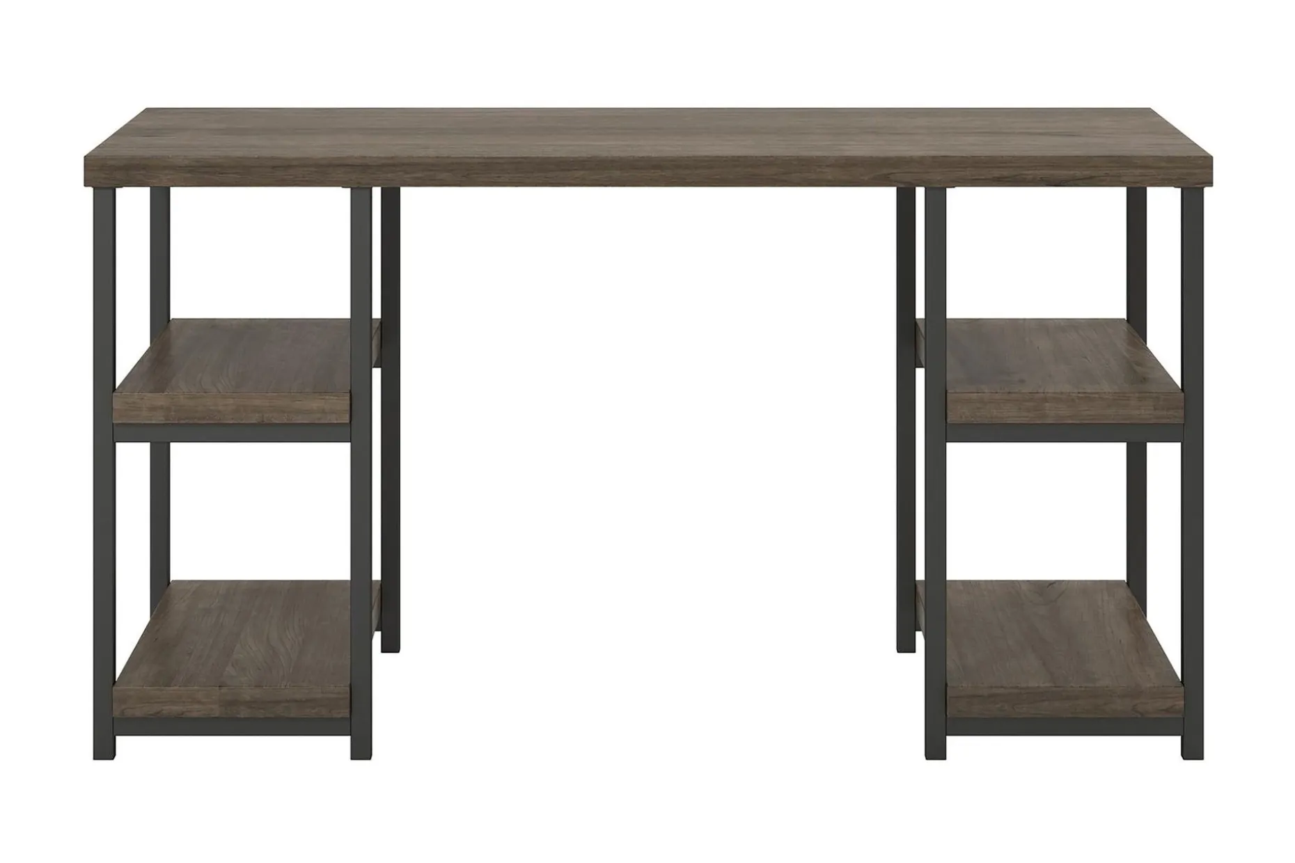 Ashlar Skrivebord 137 cm med Oppbevaring 4 Hyller Brun/Svart