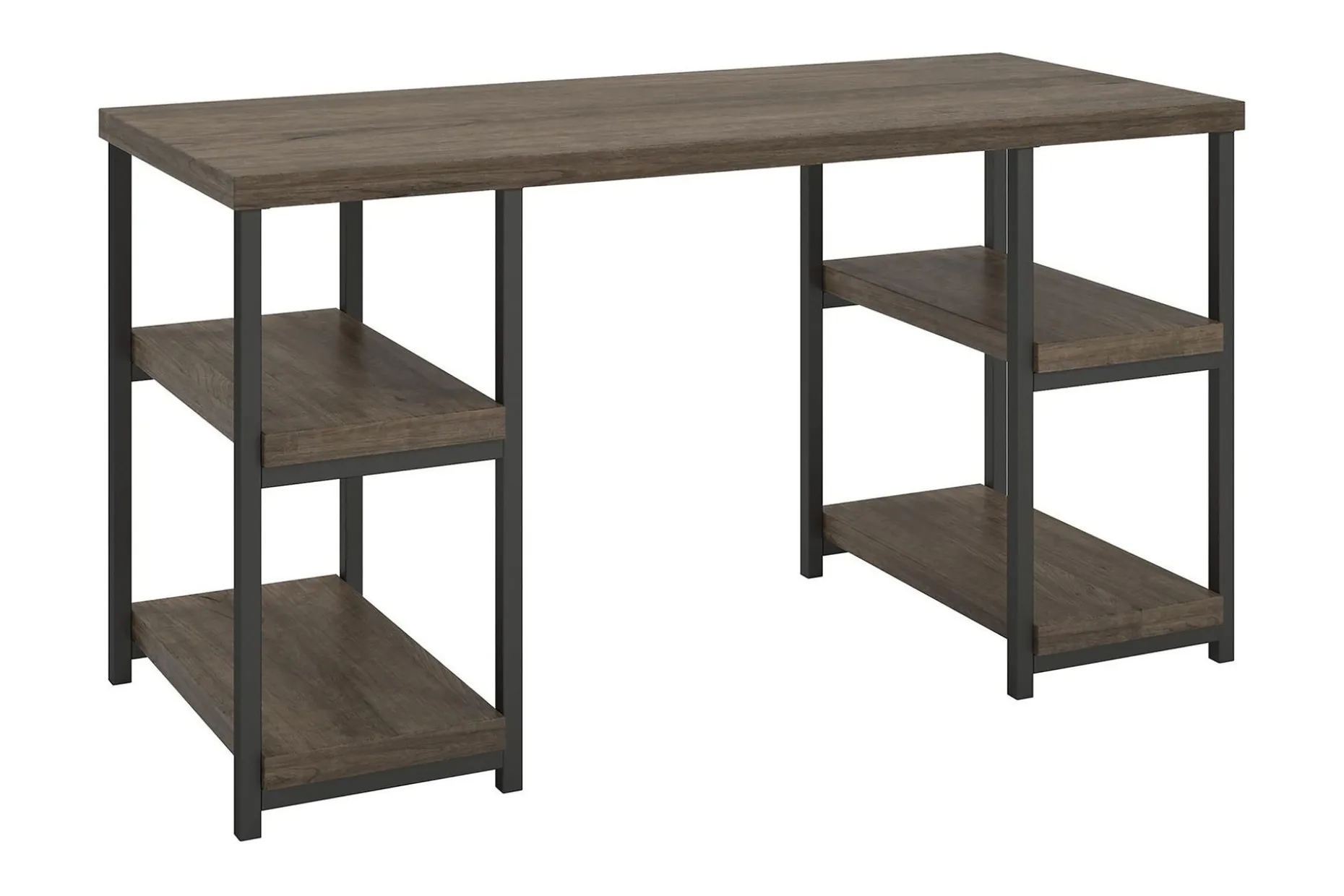 Ashlar Skrivebord 137 cm med Oppbevaring 4 Hyller Brun/Svart