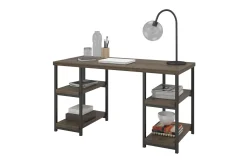 Ashlar Skrivebord 137 cm med Oppbevaring 4 Hyller Brun/Svart