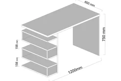 Asillane Skrivebord 120 cm med Sideoppbevaring