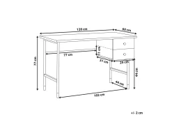 Assaria Skrivebord 120 cm med Oppbevaring 2 Skuffer