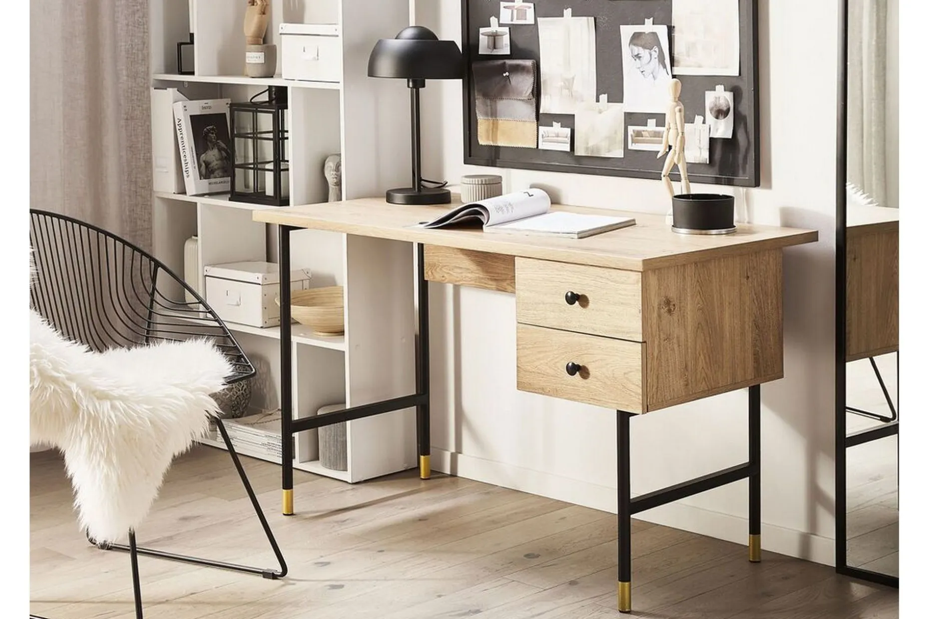 Assaria Skrivebord 120 cm med Oppbevaring 2 Skuffer