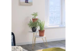 AtHena Sidebord 55 cm Marmorlook/Hvit/Messing