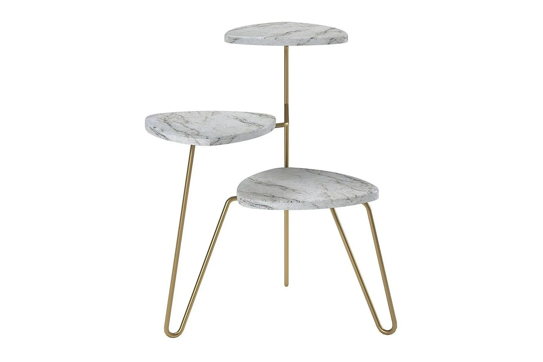 AtHena Sidebord 55 cm Marmorlook/Hvit/Messing