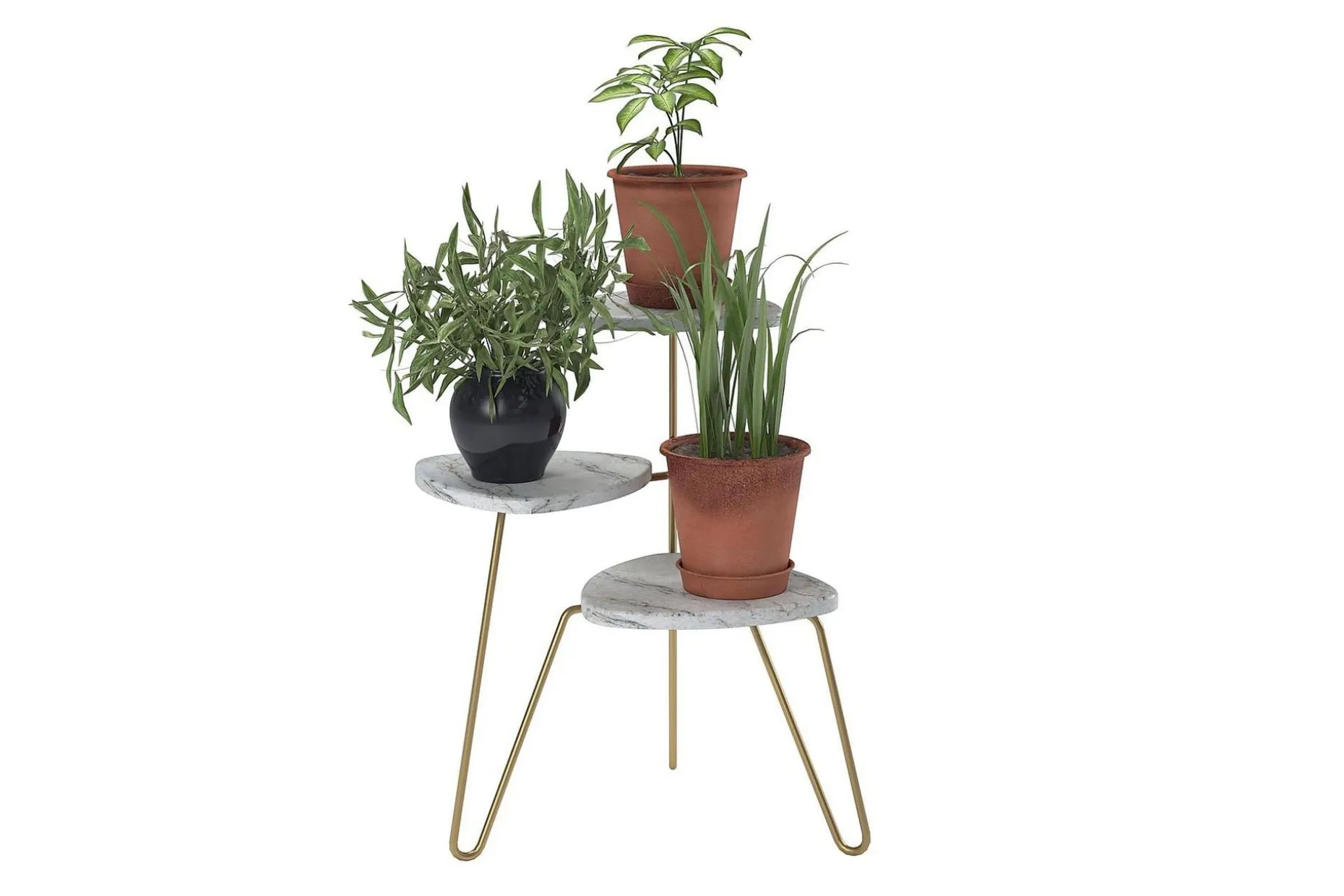 AtHena Sidebord 55 cm Marmorlook/Hvit/Messing