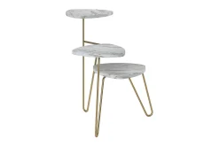 AtHena Sidebord 55 cm Marmorlook/Hvit/Messing