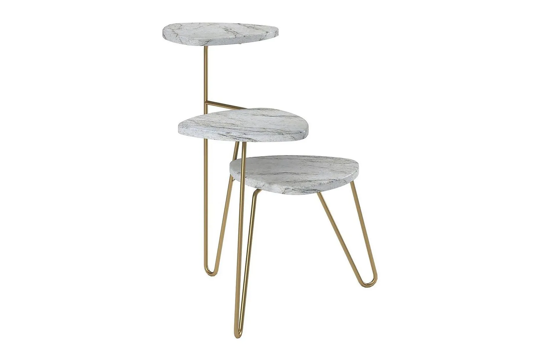 AtHena Sidebord 55 cm Marmorlook/Hvit/Messing