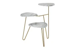 AtHena Sidebord 55 cm Marmorlook/Hvit/Messing