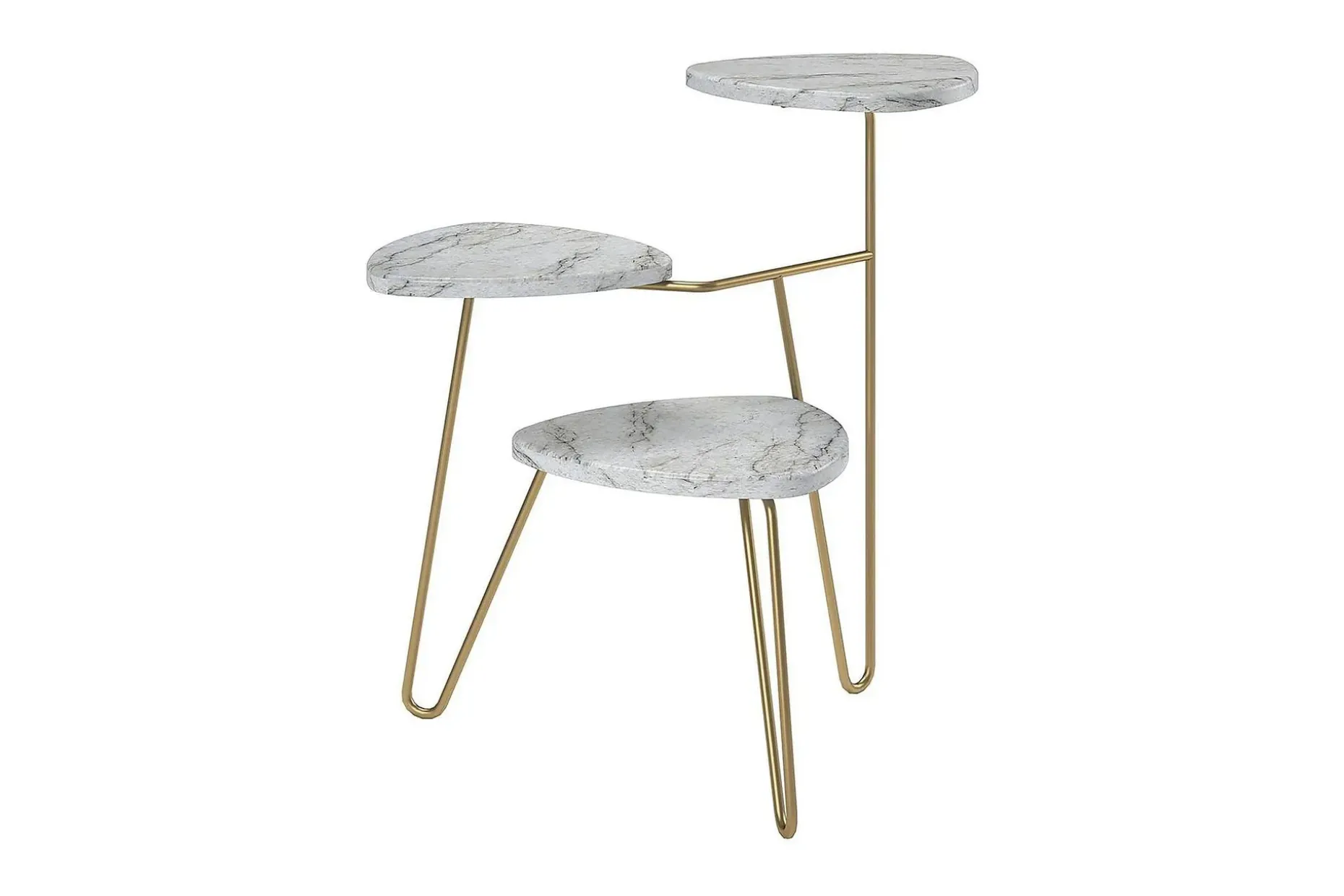 AtHena Sidebord 55 cm Marmorlook/Hvit/Messing