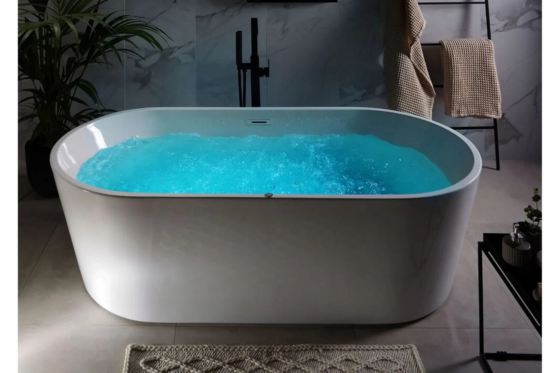 Badekar Frittstående med LED 170 cm Hvit HAVANA