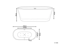 Badekar Frittstående med LED 170 cm Hvit HAVANA
