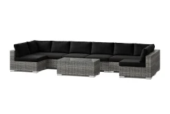 Bahamas U-formet utendørs loungegruppe med åpen avslutning, 8-seters med bord