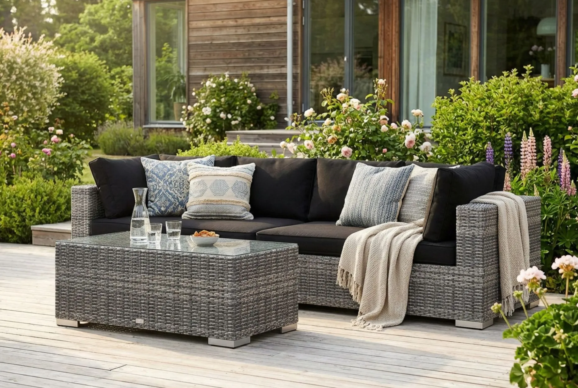 Bahamas utesofa 4-seters med bord