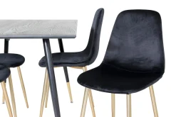 Balisa Spisegruppe 120 cm inkl. 4 Pontus Fløyelsstoler