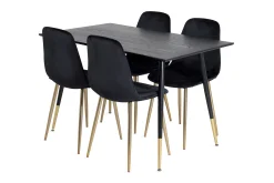 Balisa Spisegruppe 120 cm inkl. 4 Pontus Fløyelsstoler