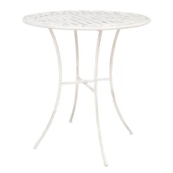 Balkongsett HOME4YOU Jasmine bord og 2 stoler antikkhvitt metall
