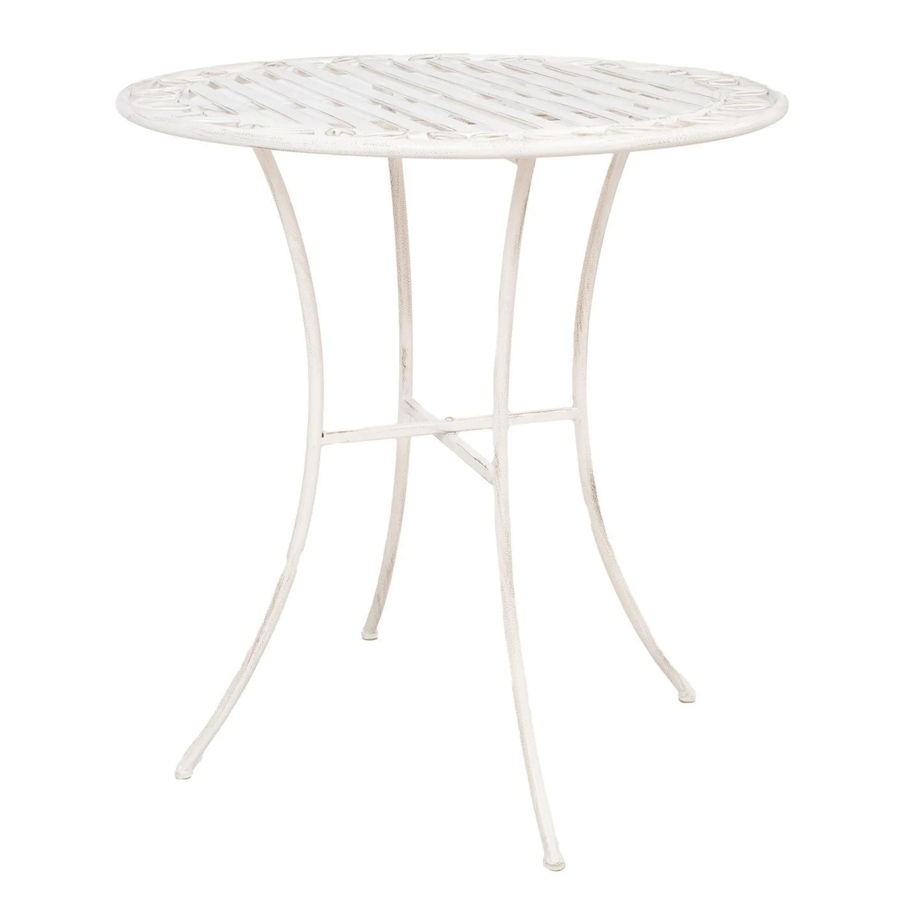 Balkongsett HOME4YOU Jasmine bord og 2 stoler antikkhvitt metall