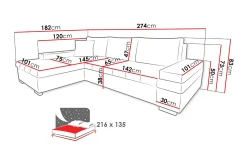 Bangkok Divansovesofa 274x182x83 cm