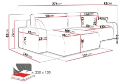 Barile Sofa med Divan 3-seter