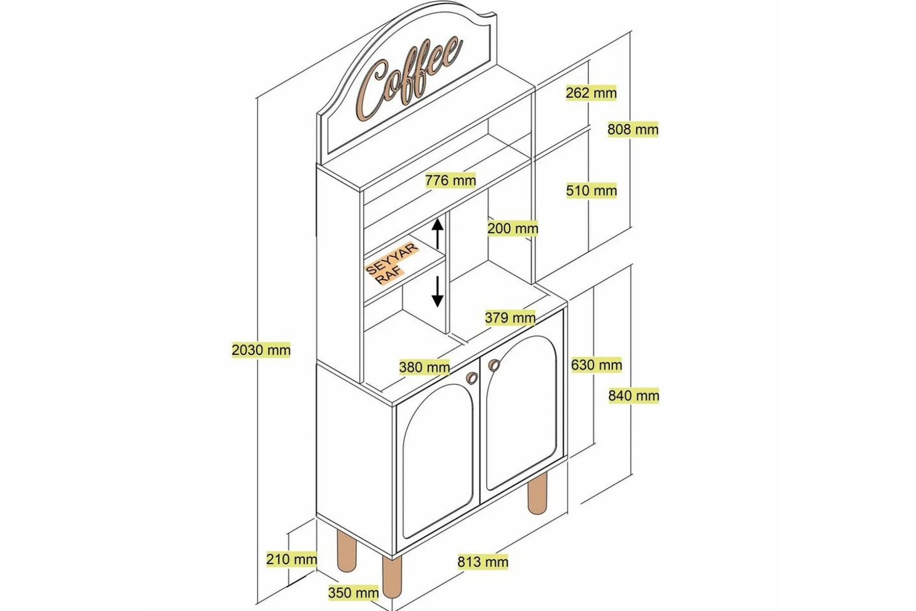 Bar Kaffeskap To Hvit / Eik