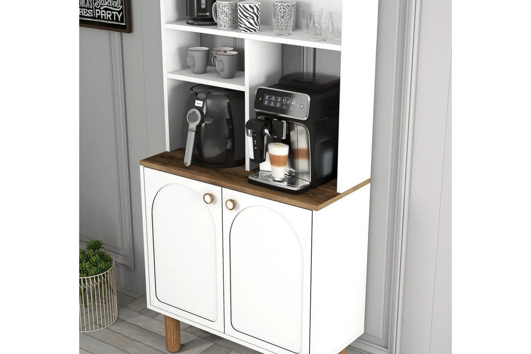 Bar Kaffeskap To Hvit / Eik
