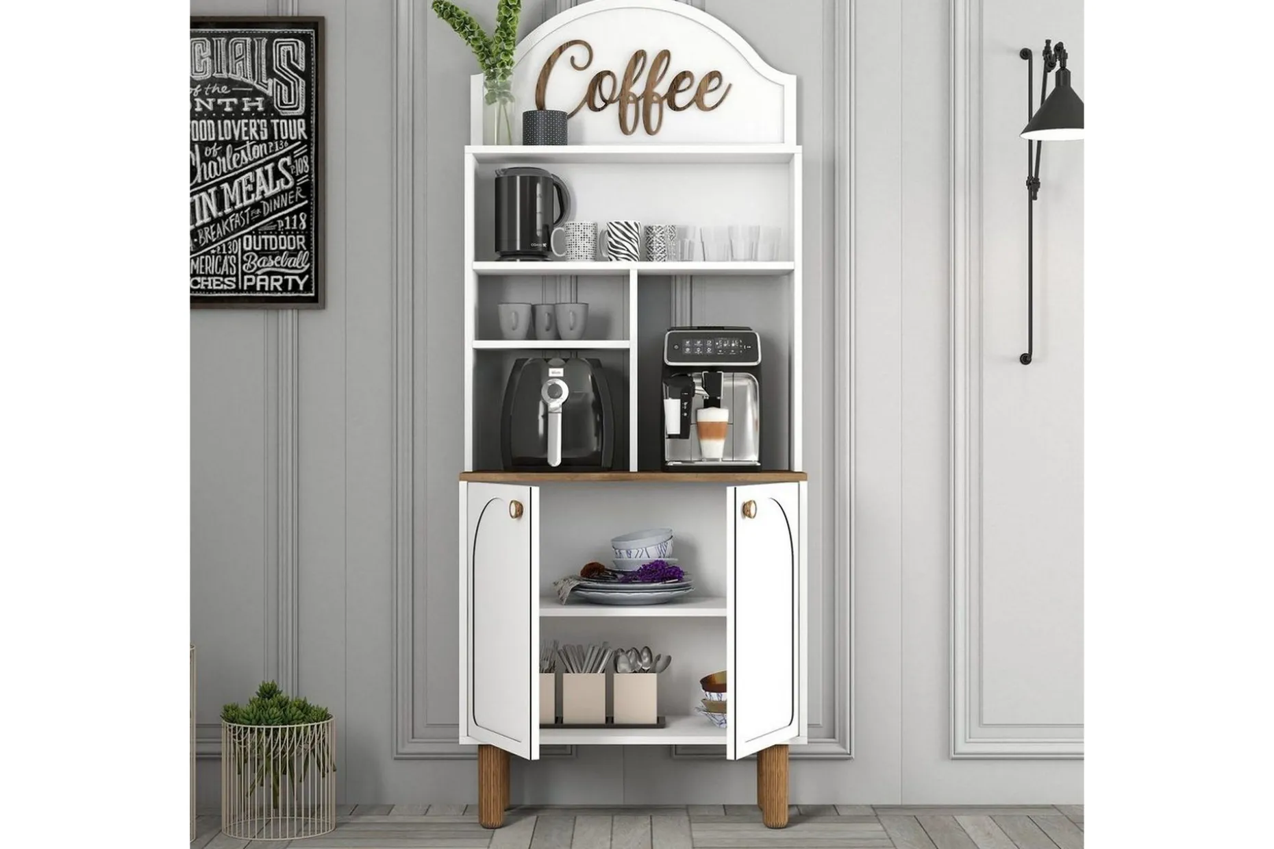 Bar Kaffeskap To Hvit / Eik