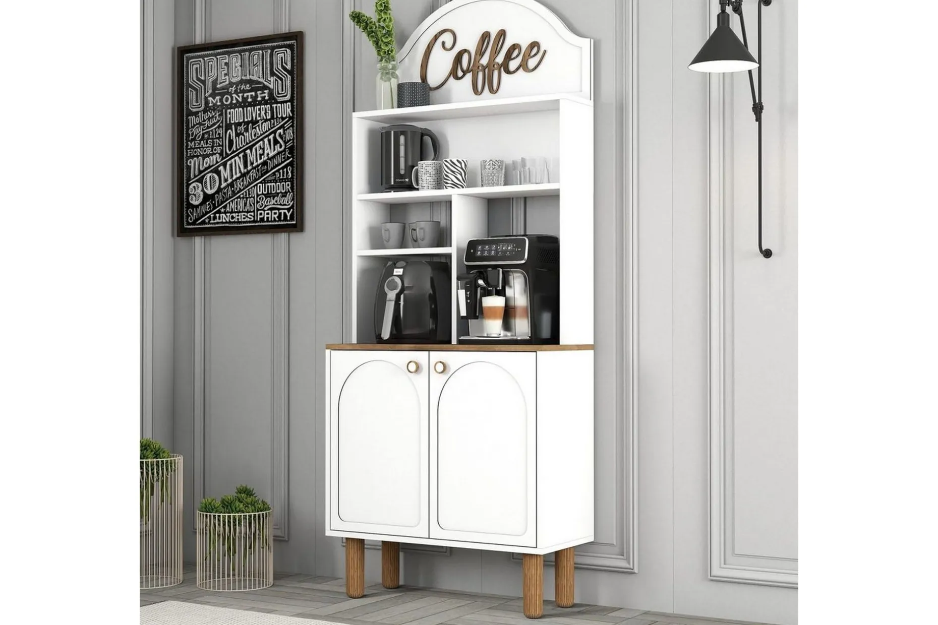Bar Kaffeskap To Hvit / Eik