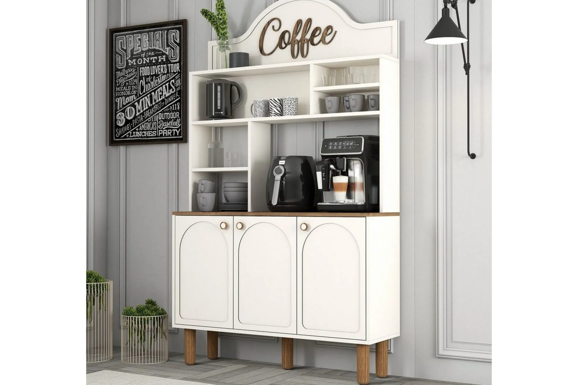 Bar Kaffeskap Tre Krem / Eik