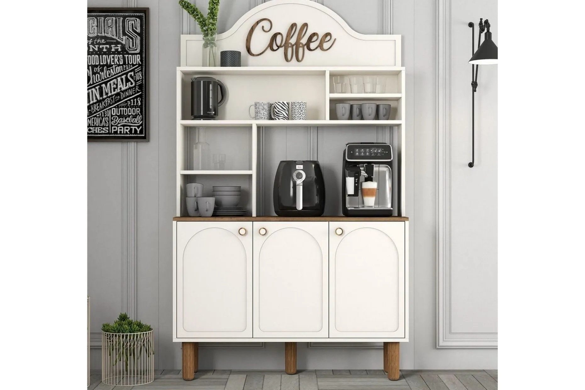 Bar Kaffeskap Tre Krem / Eik